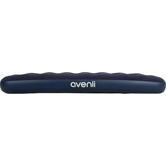 Close up of Avenli twin camping mattress soft navy blue velour non-slip top surface with coil beam pattern