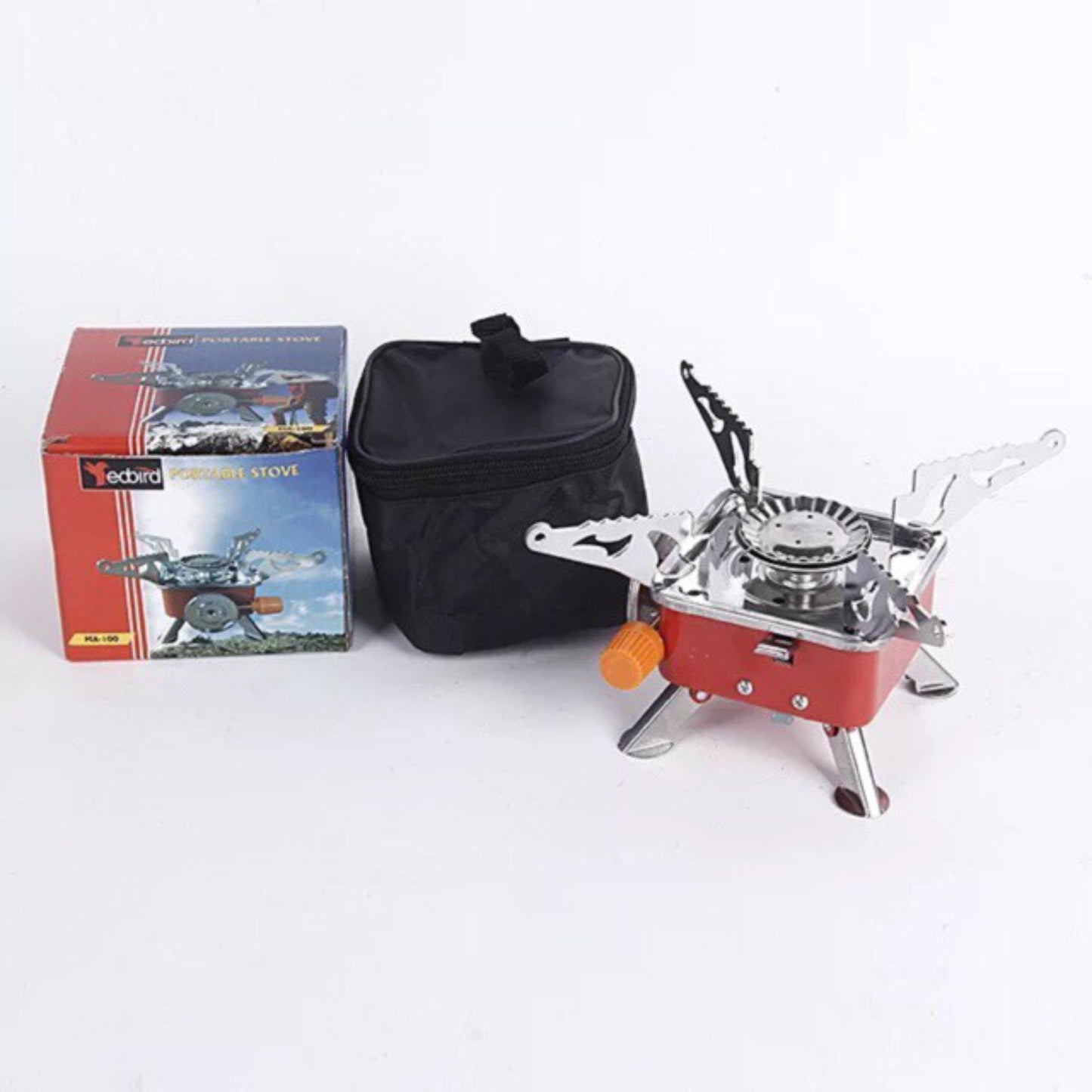 Mini Square Camping Stove Piezo Ignition Heat Control Knob