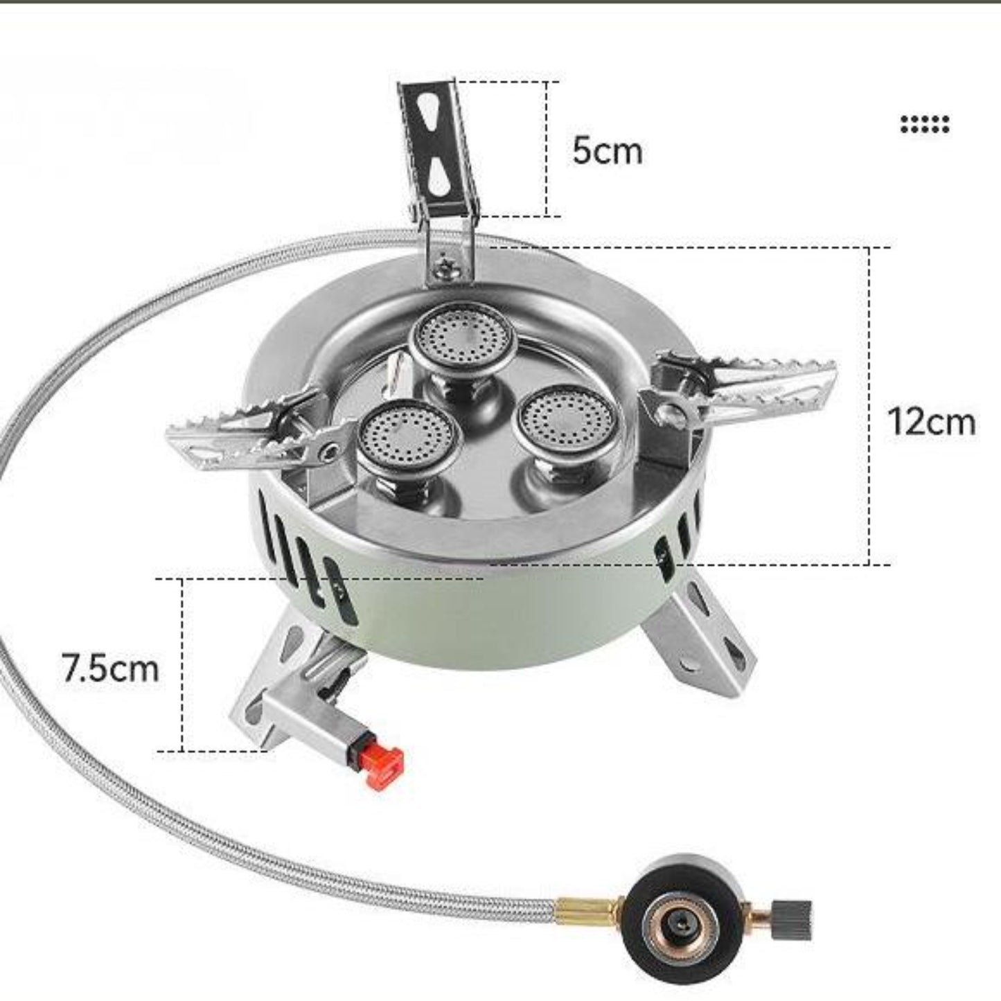 STARCAMP 6800W round triple burner camping stove folded to compact size with heavy duty carry bag