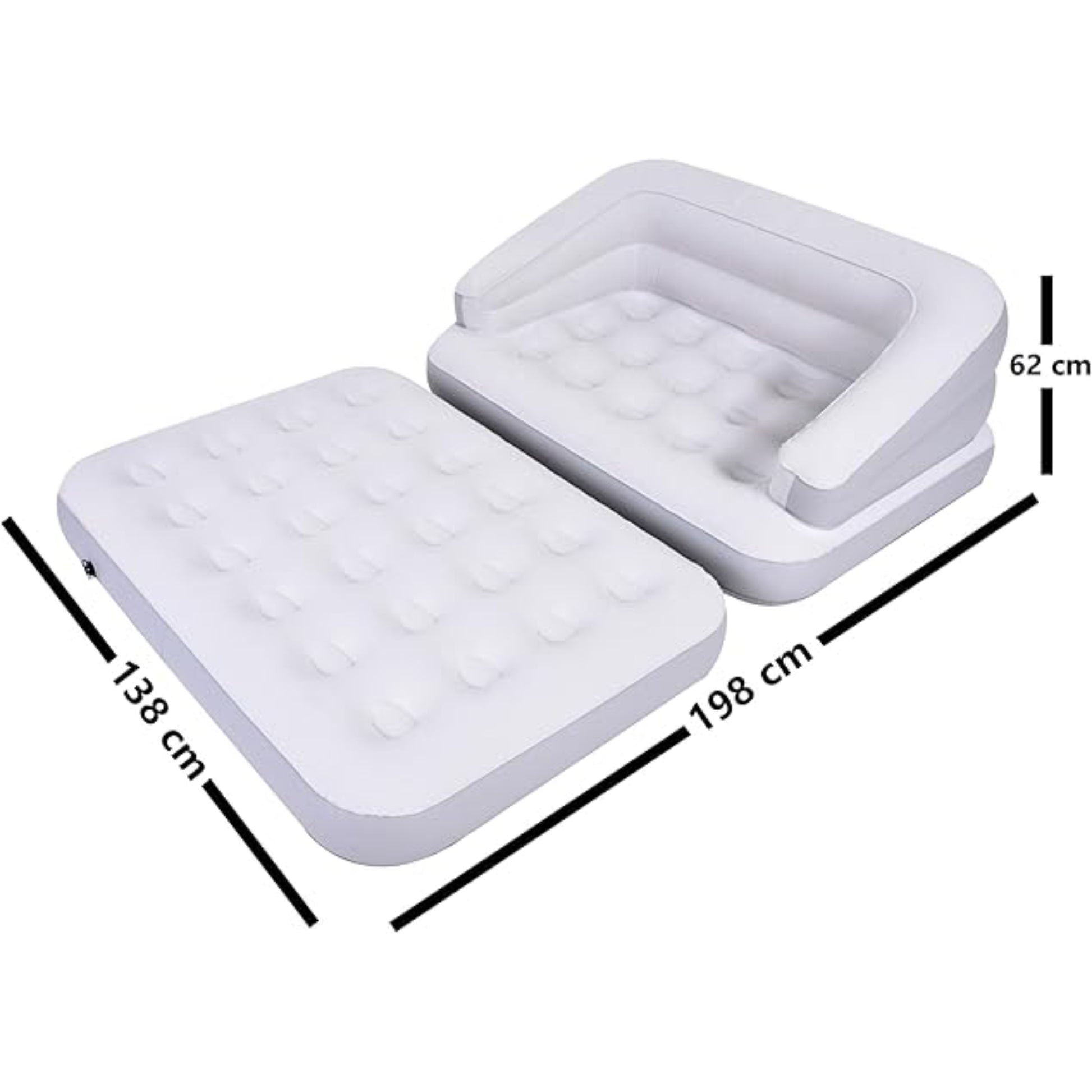 Avenli 4-in-1 inflatable sofa bed deflated and folded flat for compact storage and easy transport