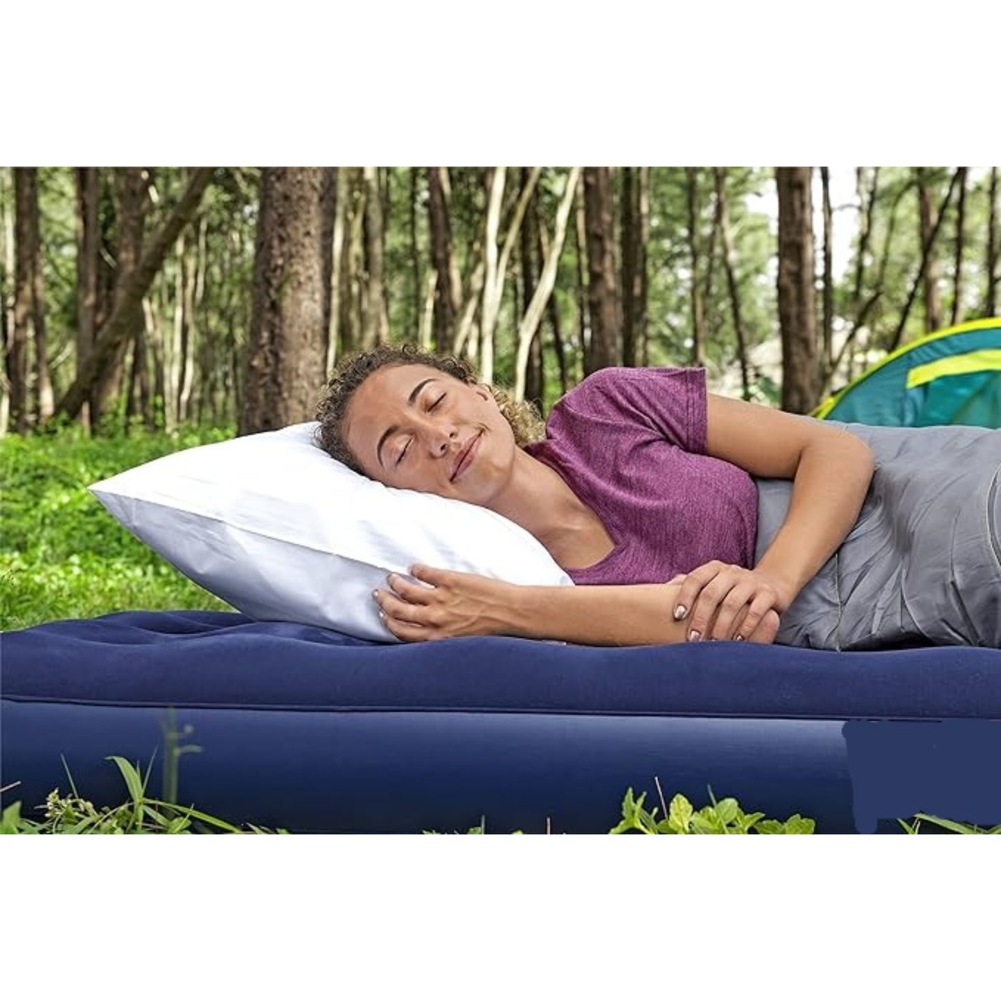 Single Inflatable Air Mattress — Velour Top & Repair Kit