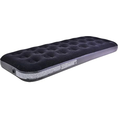 Close up of Avenli single air bed soft navy blue velour non-slip top surface with coil beam indentations