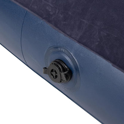 Side profile of Avenli double inflatable air mattress showing comfortable inflated height and waterproof PVC base