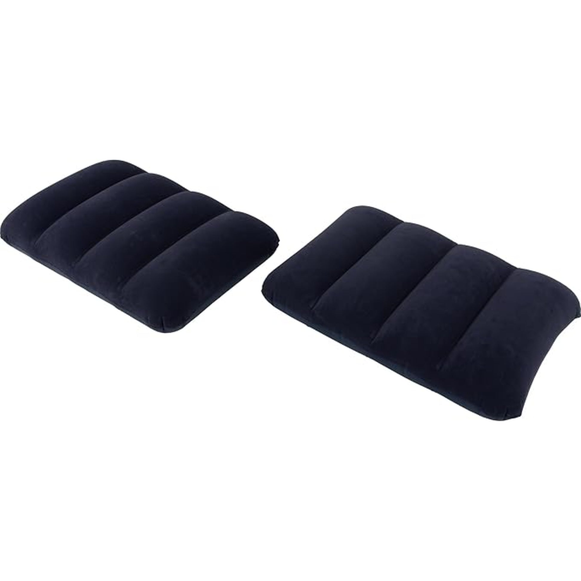 Two Avenli navy blue inflatable pillows included with double air mattress for comfortable camping sleep