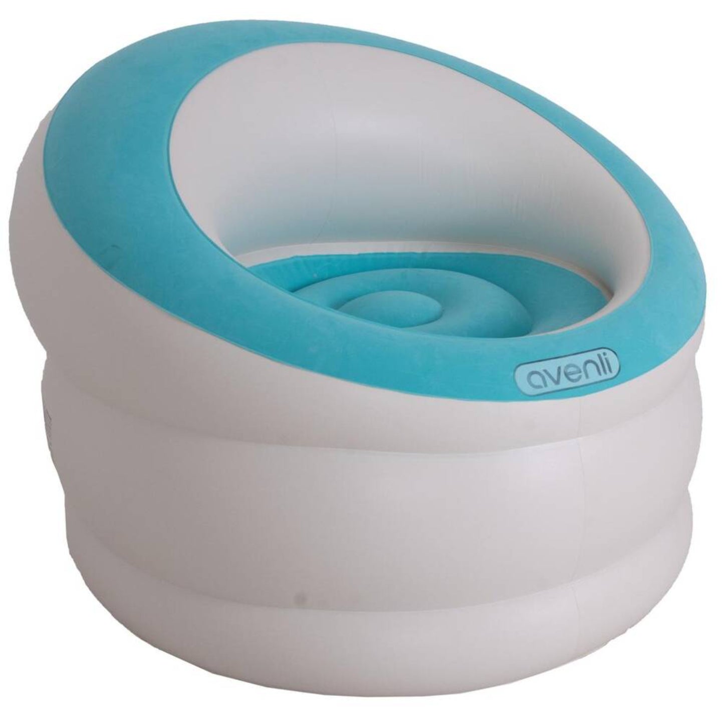 Avenli inflatable round armchair in use outdoors at campsite festival or beach showing versatile portable seating