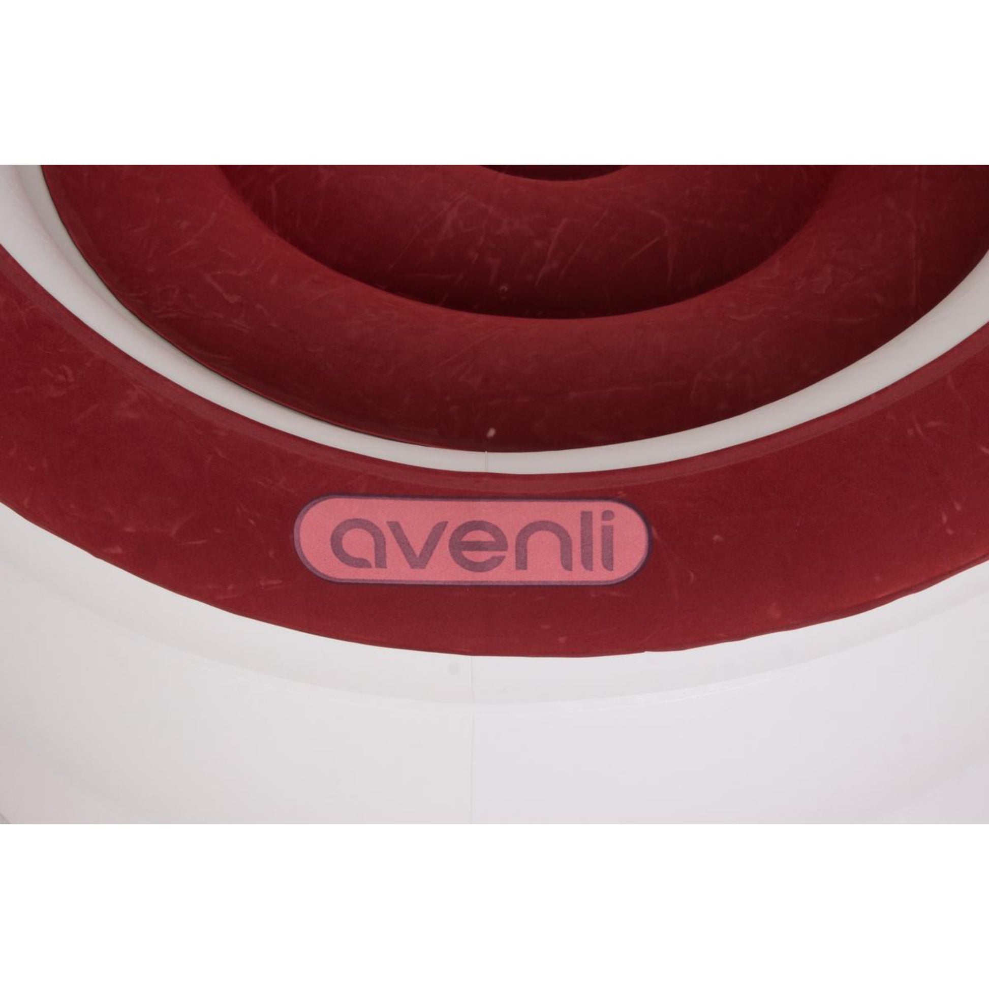 Close up of Avenli inflatable armchair white ribbed barrel base construction for excellent stability and seating comfort