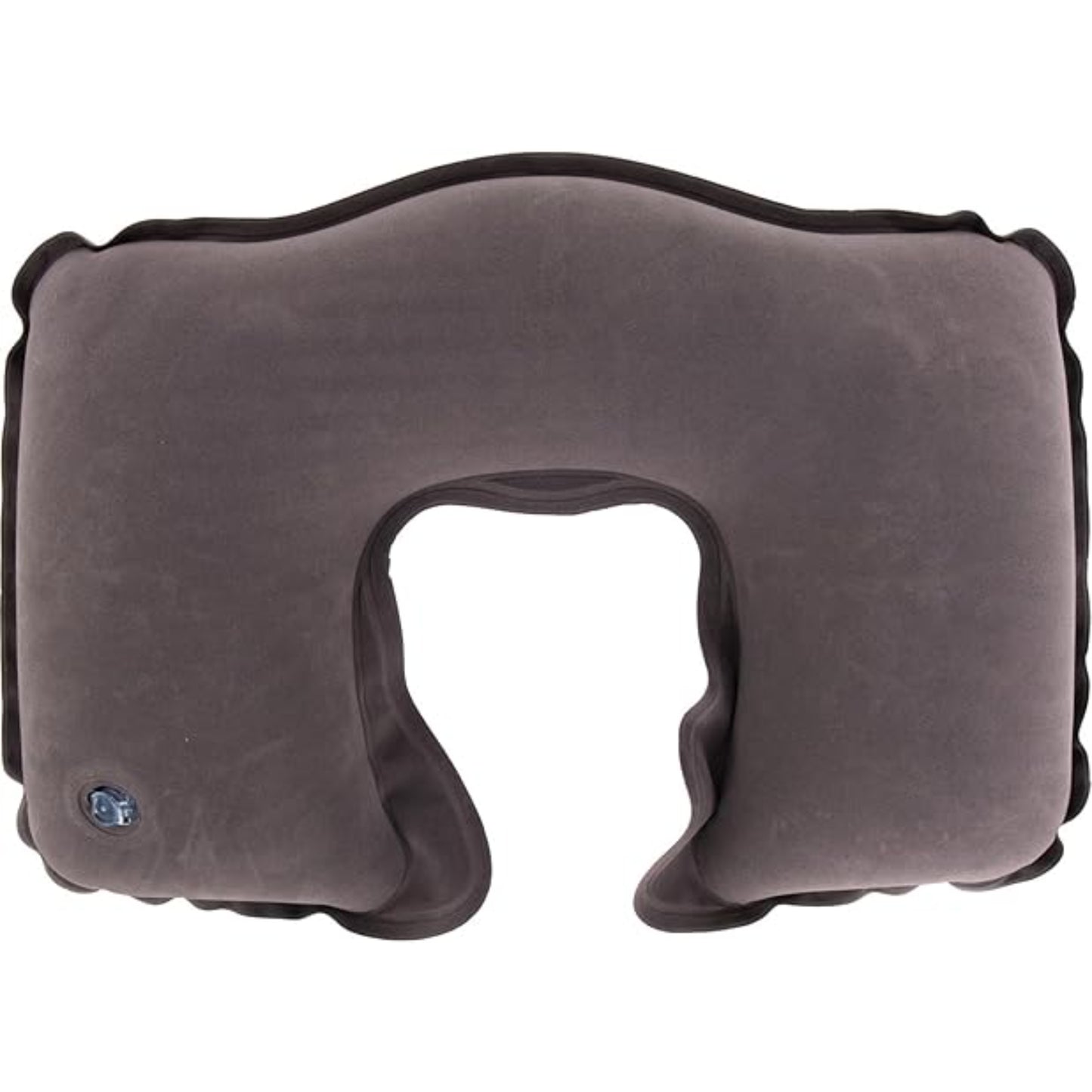 Close up of Avenli inflatable neck pillow U-shape design showing how it wraps around the neck for comfortable head support