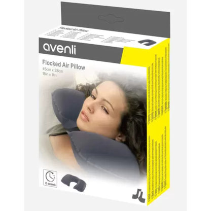 Close up of Avenli inflatable neck pillow robust 0.20mm water-repellent vinyl underside for durability and easy cleaning