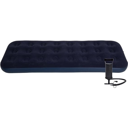 Close up of Avenli single air mattress soft navy blue velour flocked surface with coil beam construction
