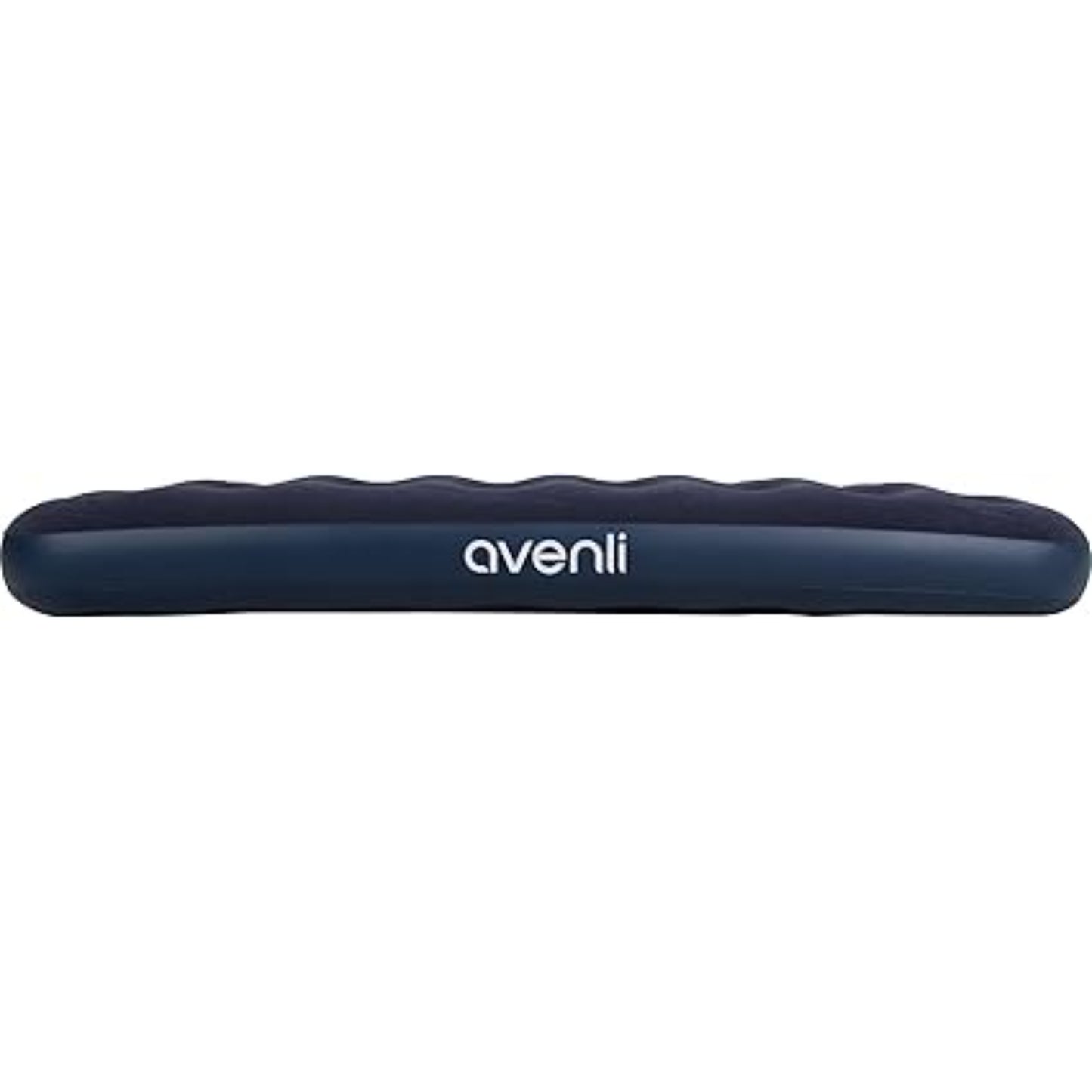 Close up of Avenli twin camping mattress soft navy blue velour non-slip top surface with coil beam pattern