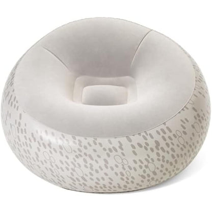 Close up of Bestway inflatable round armchair coral pink abstract stripe pattern print on durable vinyl body