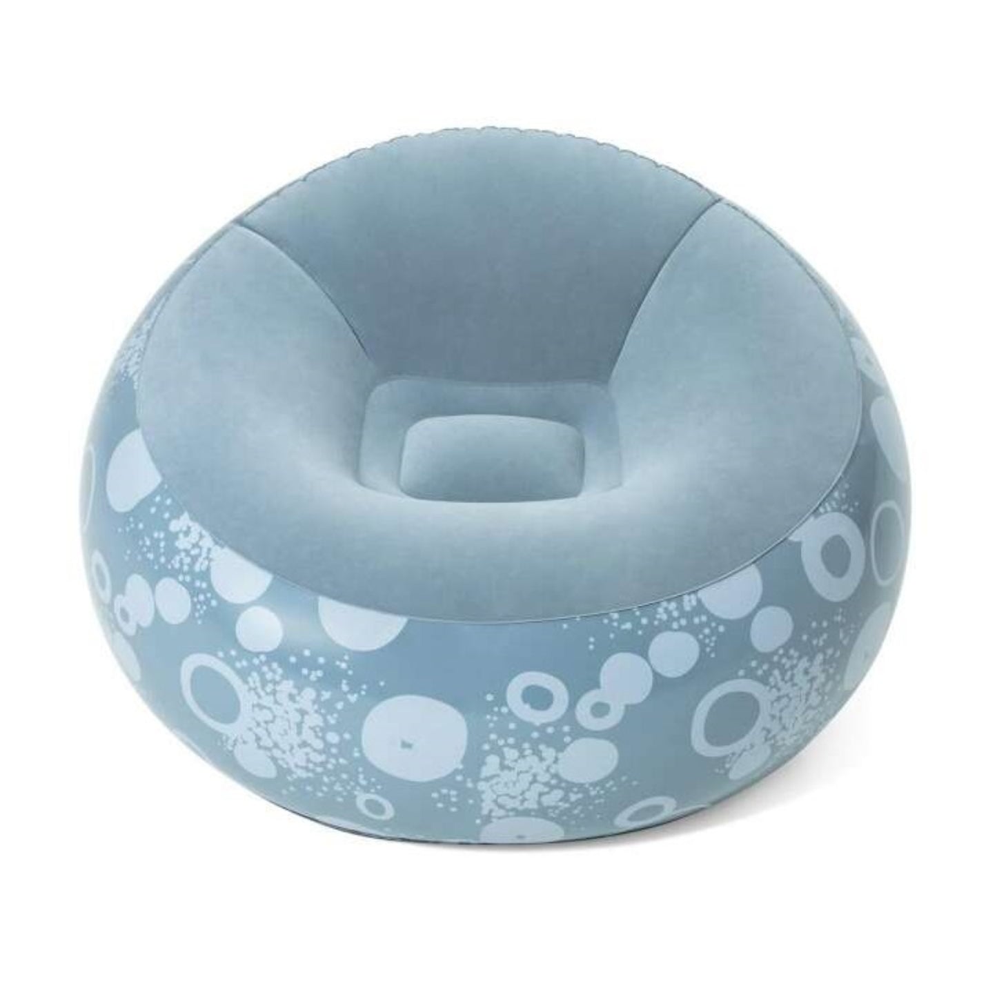 Close up of Bestway inflatable round armchair soft velvet-like flocked seat surface for comfortable sitting