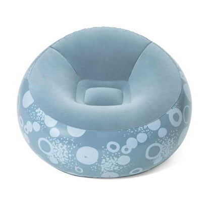 Close up of Bestway inflatable round armchair soft velvet-like flocked seat surface for comfortable sitting