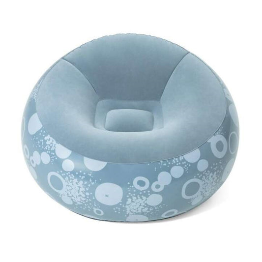 Close up of Bestway inflatable round armchair soft velvet-like flocked seat surface for comfortable sitting