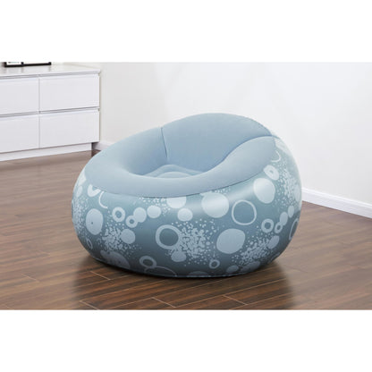 Bestway inflatable round armchair deflated and folded flat for minimal storage space indoors and outdoors