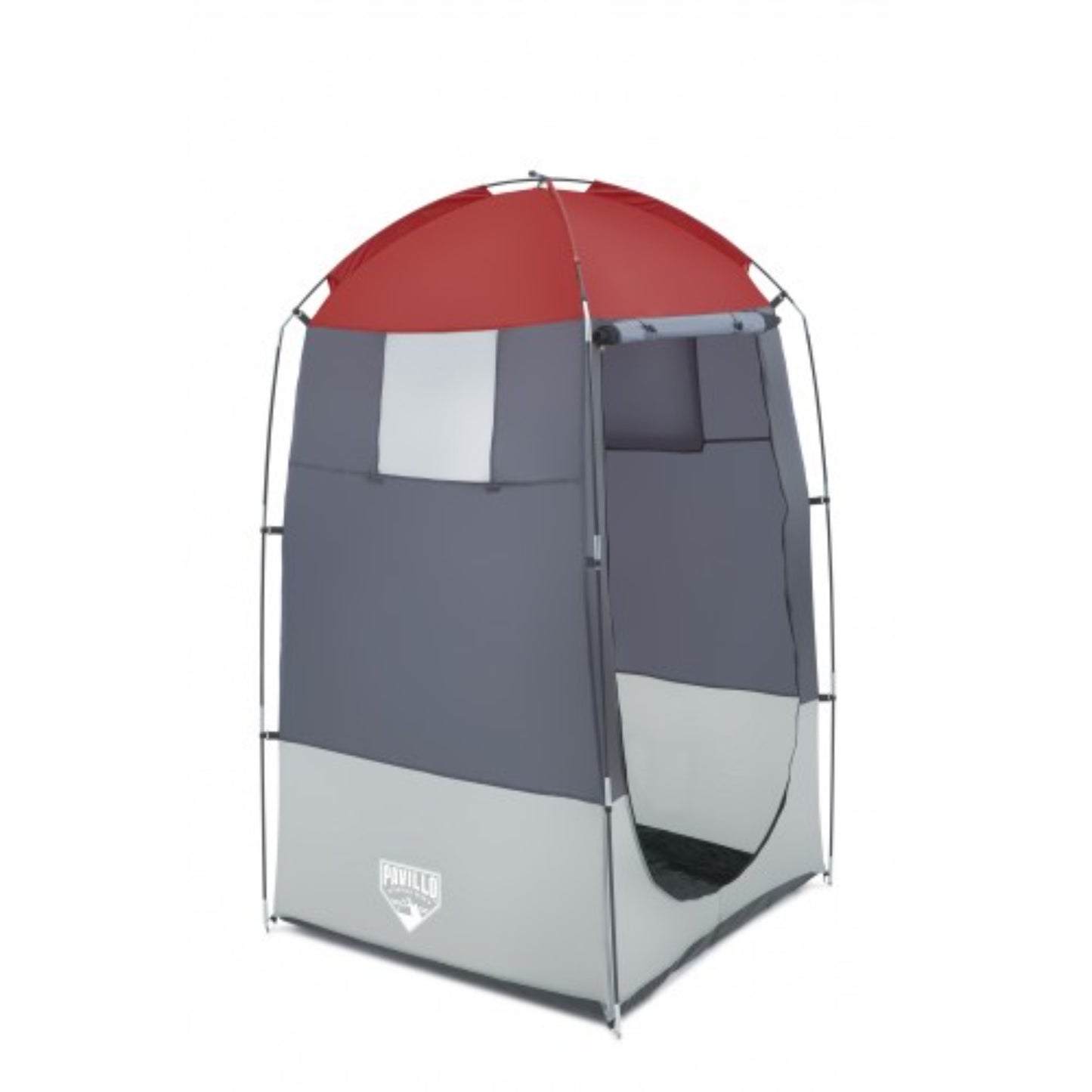 Bestway Pavillo portable privacy shower tent in grey and red at 110 x 110 x 190cm with fibreglass poles and zippered door
