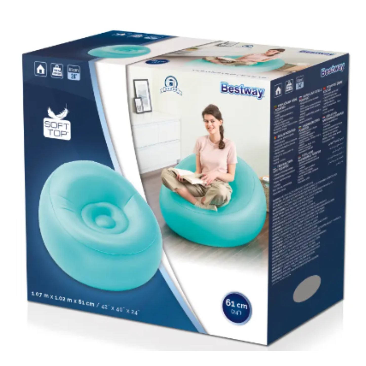 Bestway PoshPod inflatable round pod chair deflated and folded flat for convenient compact storage