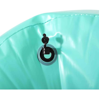 Close up of Bestway PoshPod inflatable chair interlocking quick release valve for fast inflation and deflation