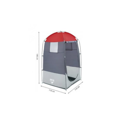 Close up of Bestway privacy shower tent side mesh ventilation window and weatherproof 170T polyester fabric