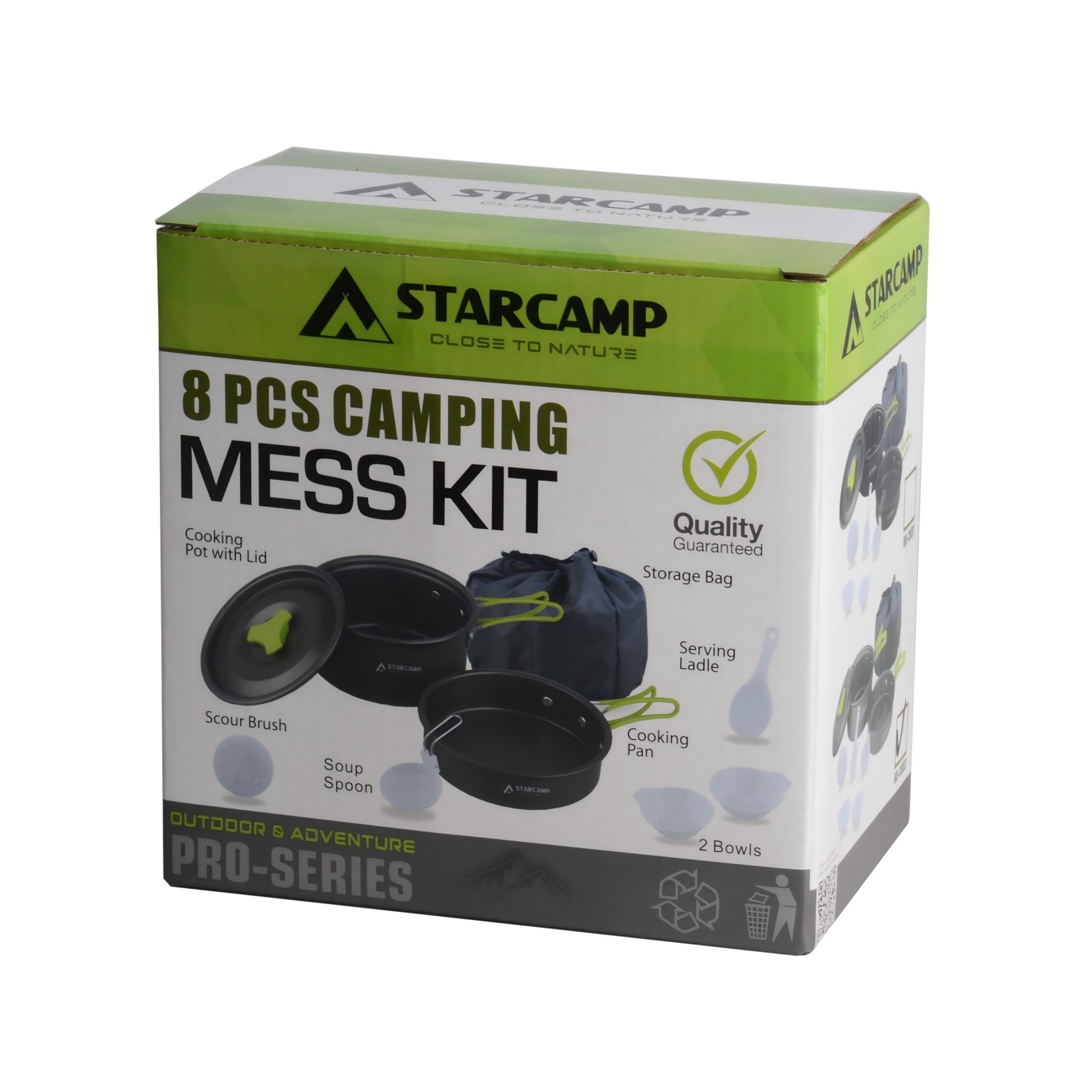 Starcamp 8 pcs camping mess kit packaging on a white background