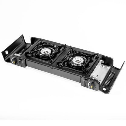 Triple burner stove on a white background