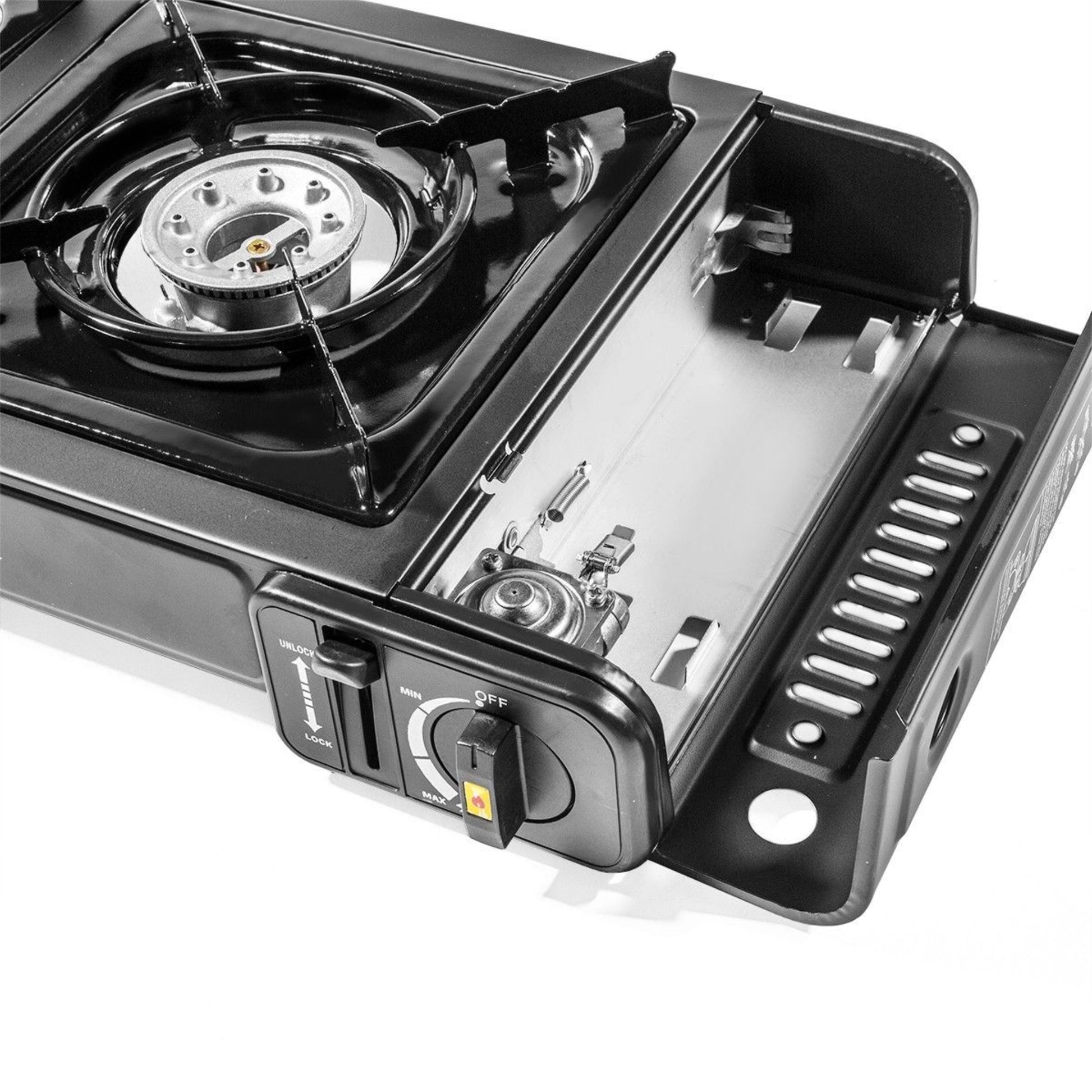 Portable gas stove on a white background