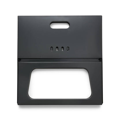 Black portable stove with a white background
