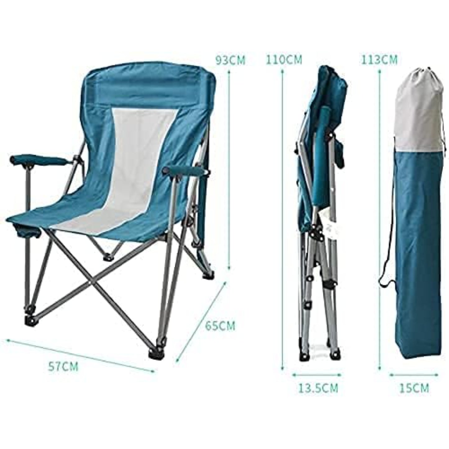 Foldable Camp Chair Padded Armrests Cup Holder Red White 600D Oxford