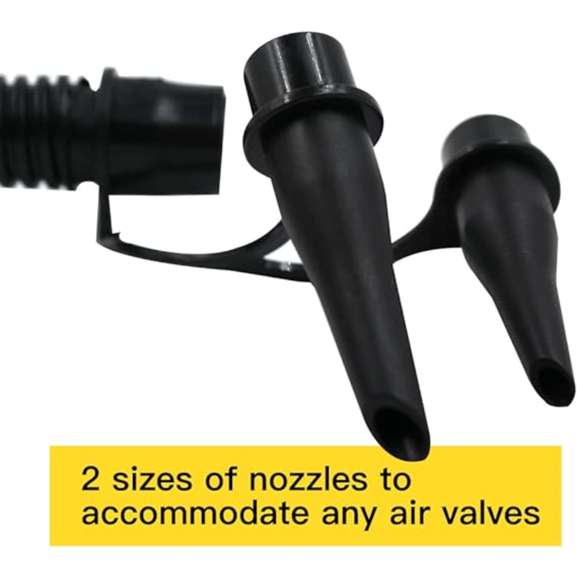 Close up of foot bellows air pump yellow fabric bellows body that compresses on foot pressure to push air through hose