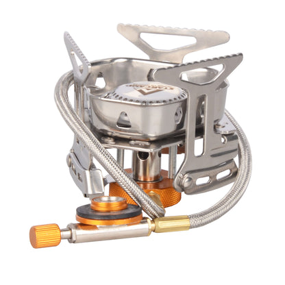 Portable camping stove with visible brand logo on a white background