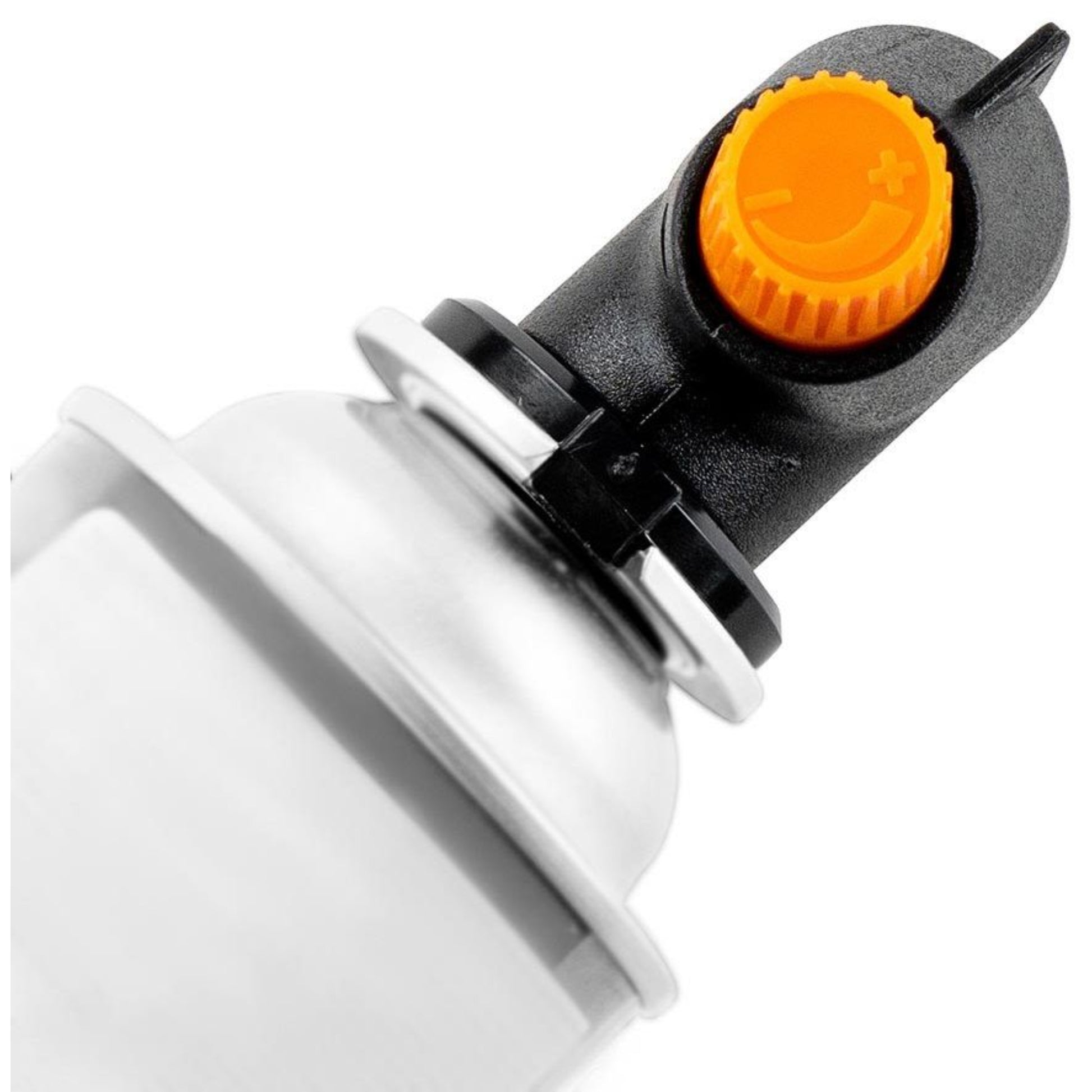 Side profile of STARCAMP 100g portable butane torch showing full pistol grip design and stainless steel nozzle