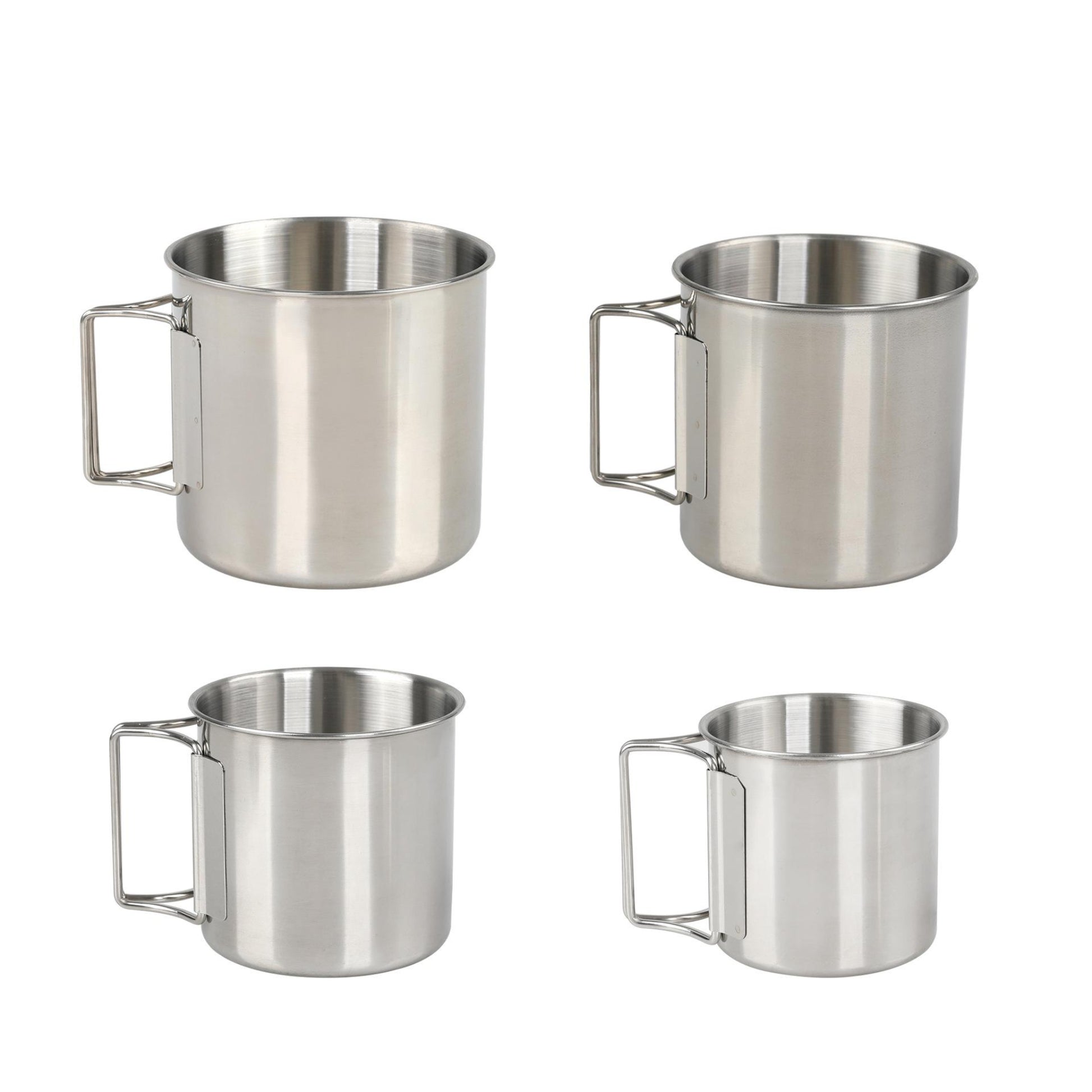 STARCAMP largest 660ml stainless steel camping cup with folding handle showing full capacity for outdoor use