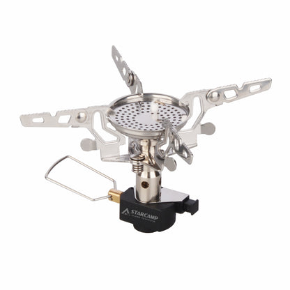 STARCAMP 3000W compact camping stove with wide heat diffuser burner head and four foldable serrated pot support arms