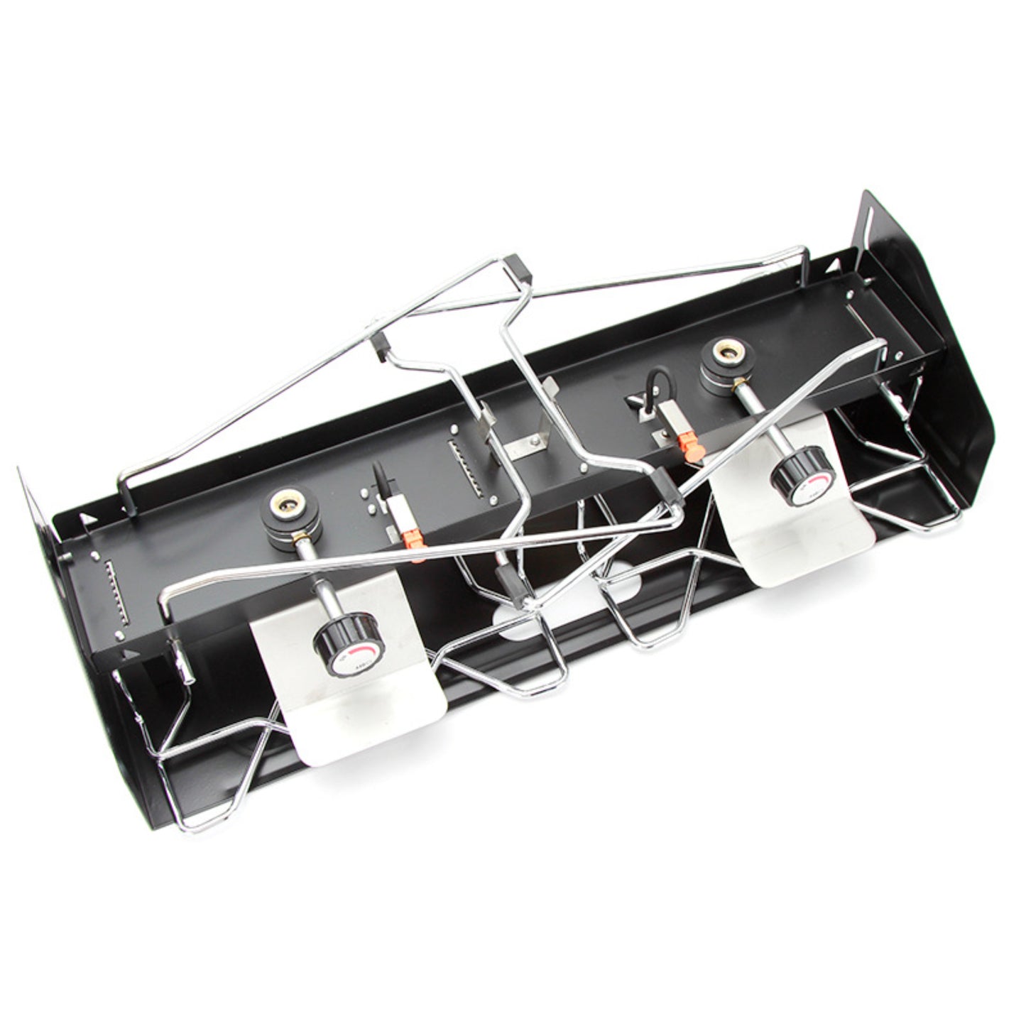 STARCAMP double burner camp stove chrome folding legs fully extended for outdoor use