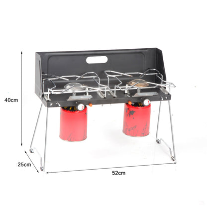 STARCAMP camp stove two independent heat control knobs with red piezo ignition buttons