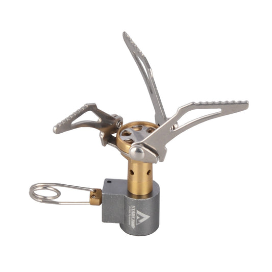 Portable camping stove with a visible brand logo on a white background