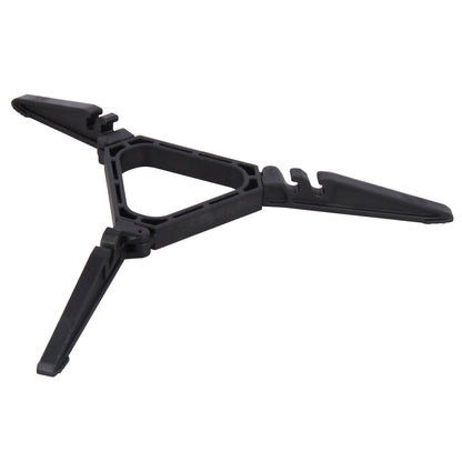 STARCAMP foldable 3-leg gas canister stand fully extended in matte black nylon for camping stove stability