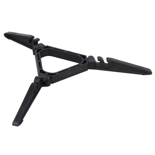 STARCAMP foldable 3-leg gas canister stand fully extended in matte black nylon for camping stove stability