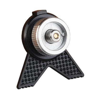 STARCAMP 33g gas stove connector adapter with A-frame anti-slip stand and brass auto-closing valve