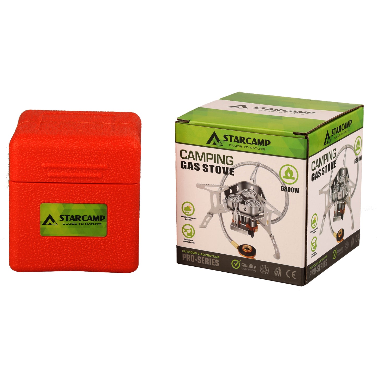 STARCAMP powerful triple burner camping stove folded to compact 8.3 x 8.3 x 8cm travel size