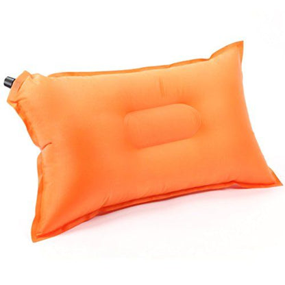 Close up of self-inflating camping pillow integrated screw-top air valve on side for easy inflation and deflation control