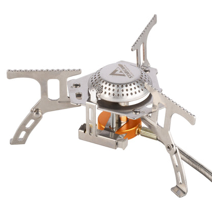 Portable camping stove with brand logo on a white background